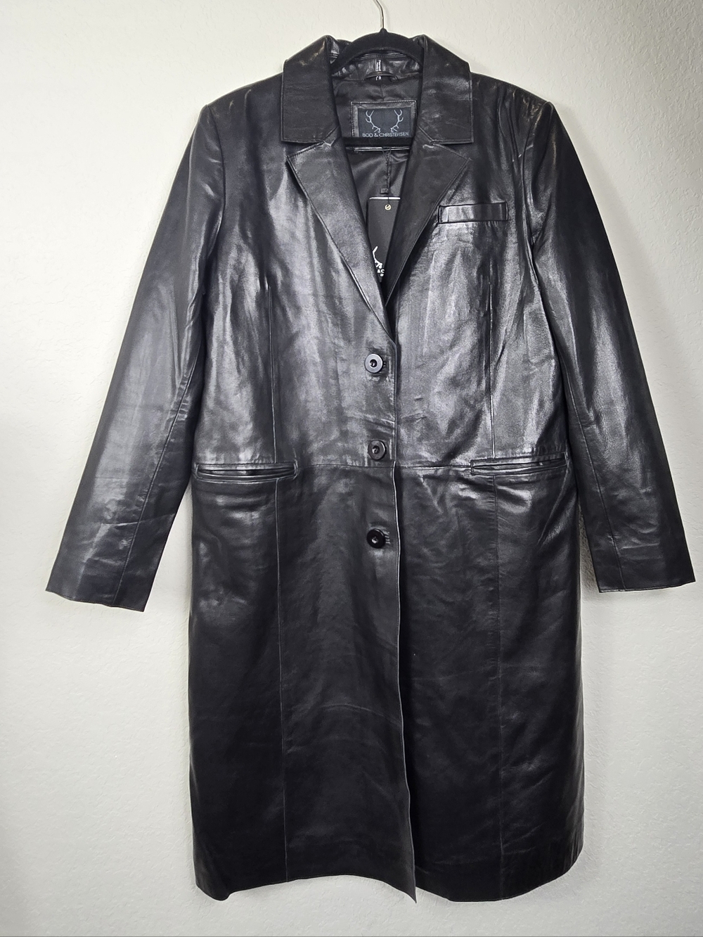 Bod & Christensen Angelica NWT Lamb Leather Coat L Longline Matrix 90s Luxe